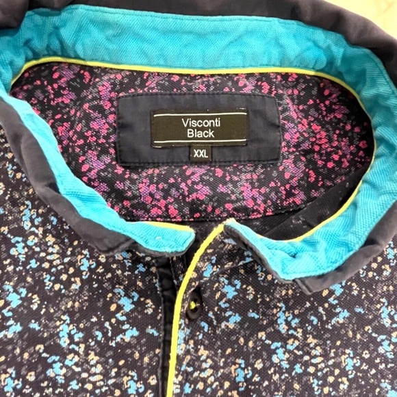 Visconti Black Men's Polo Shirt; Multi-Blues Speckled; Size XXL - Picture 3 of 6